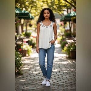 French Laundry Ivory Sleeveless Top. Size Medium.